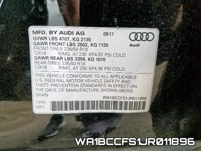 WA1BCCFS1JR011896 фото 2