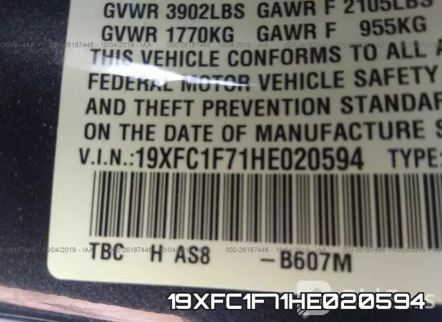 19XFC1F71HE020594 фото 10