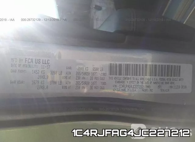 1C4RJFAG4JC227212 фото 8