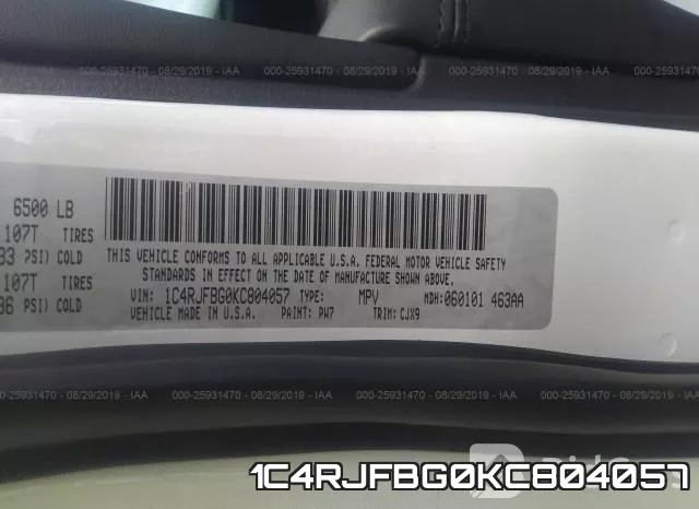1C4RJFBG0KC804057 фото 9
