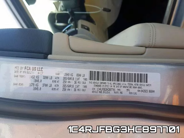 1C4RJFBG3HC897701 фото 2