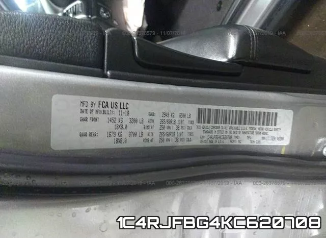 1C4RJFBG4KC620708 фото 9