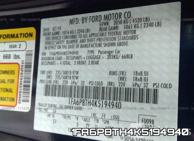 1FA6P8TH4K5194940 фото 10