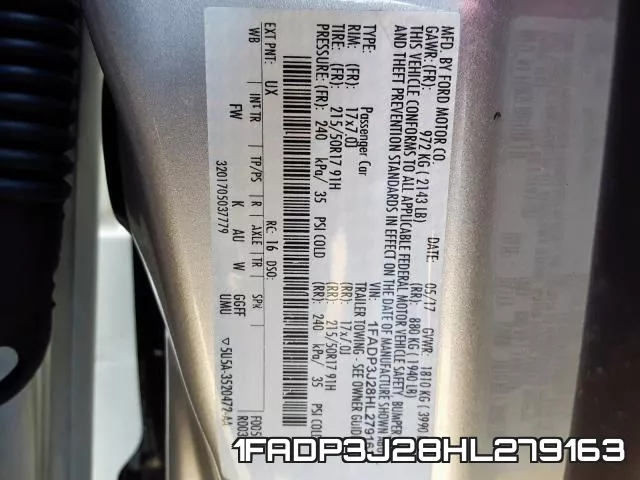 1FADP3J28HL279163 фото 2