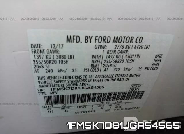 1FM5K7D81JGA54565 фото 9