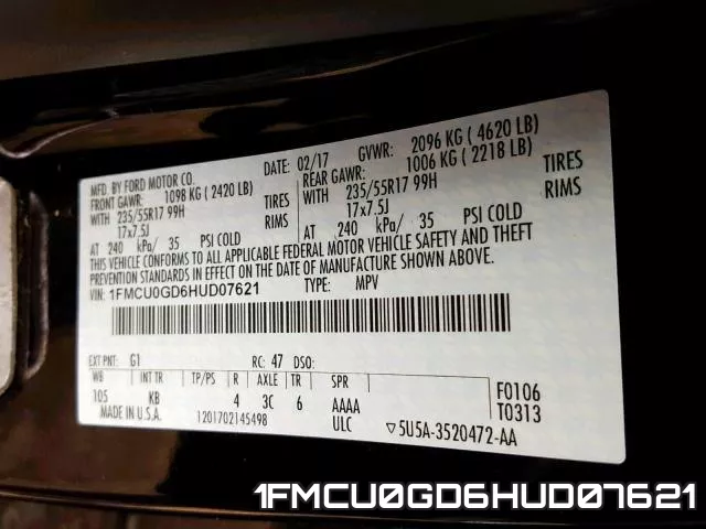 1FMCU0GD6HUD07621 фото 2