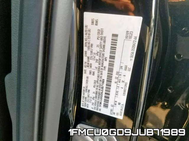 1FMCU0GD9JUB71989 фото 2