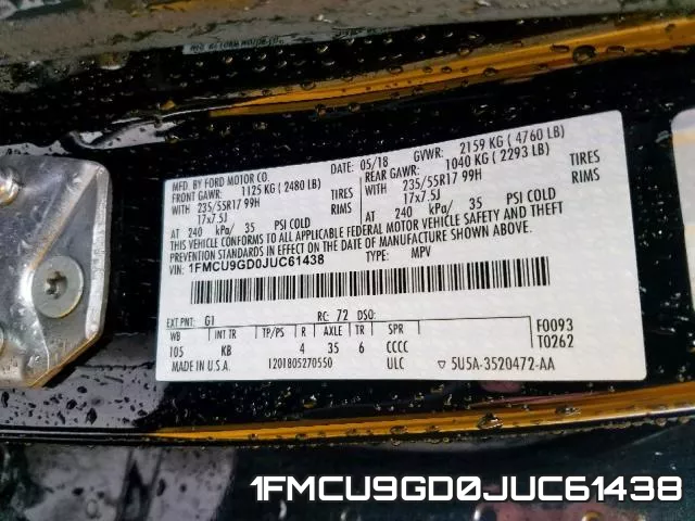 1FMCU9GD0JUC61438 фото 2