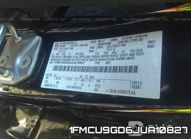 1FMCU9GD6JUA10827 фото 10