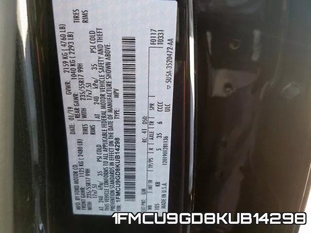 1FMCU9GD8KUB14298 фото 2