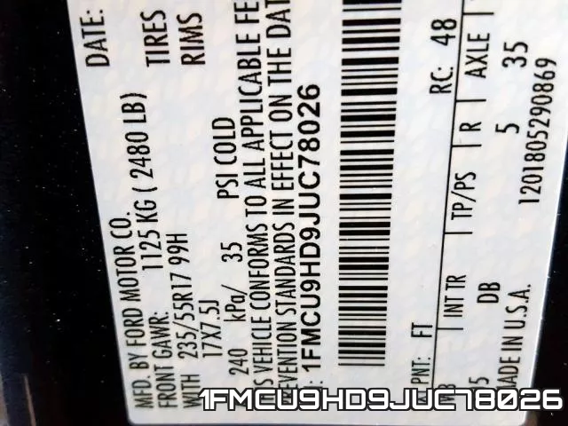 1FMCU9HD9JUC78026 фото 2