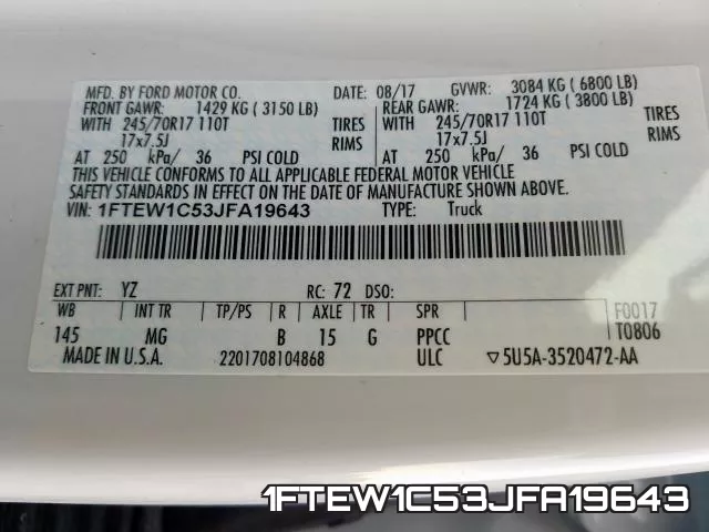 1FTEW1C53JFA19643 фото 2