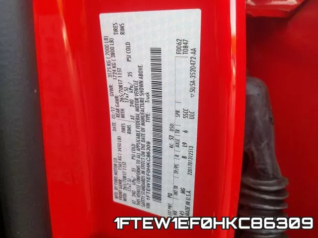 1FTEW1EF0HKC86309 фото 2