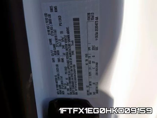 1FTFX1EG0HKD09159 фото 2