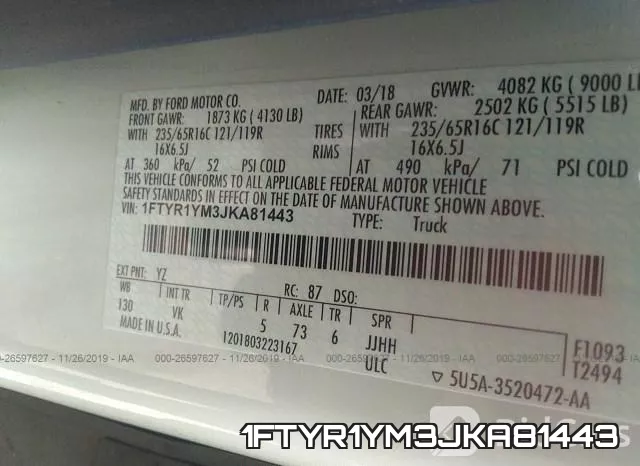 1FTYR1YM3JKA81443 фото 9