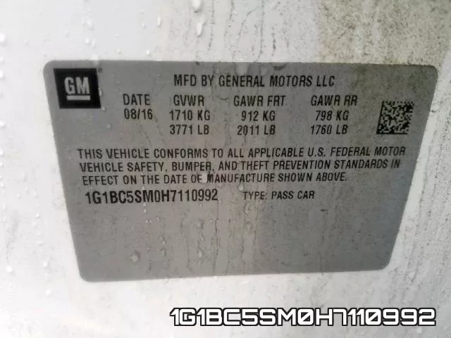 1G1BC5SM0H7110992 фото 2