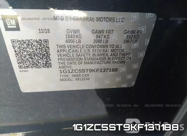 1G1ZC5ST9KF137188 фото 10