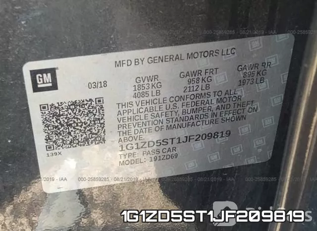 1G1ZD5ST1JF209819 фото 8