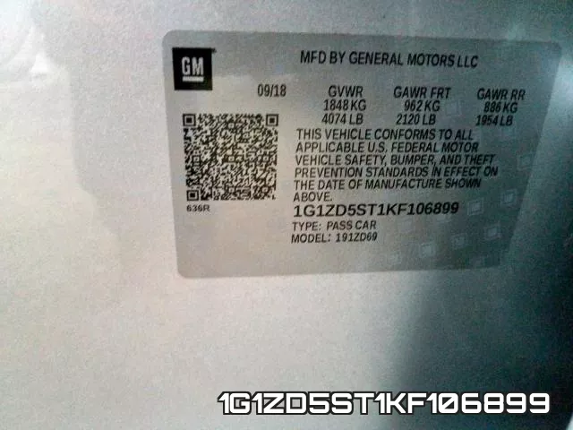 1G1ZD5ST1KF106899 фото 2