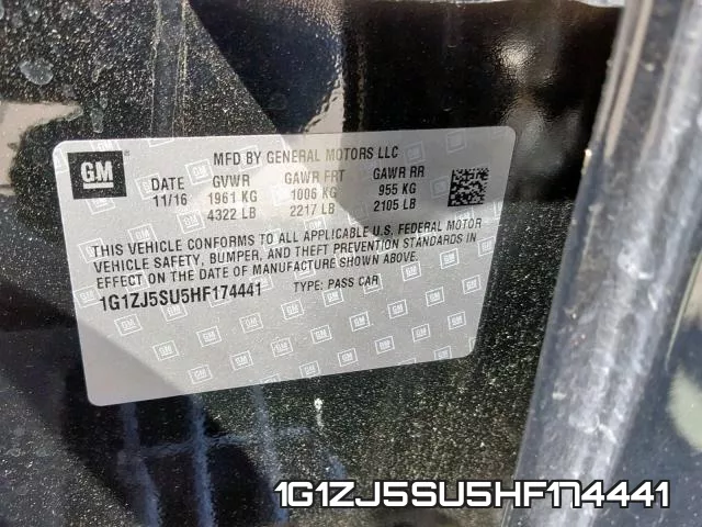 1G1ZJ5SU5HF174441 фото 2