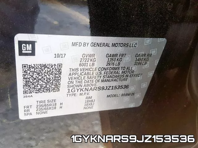 1GYKNARS9JZ153536 фото 2