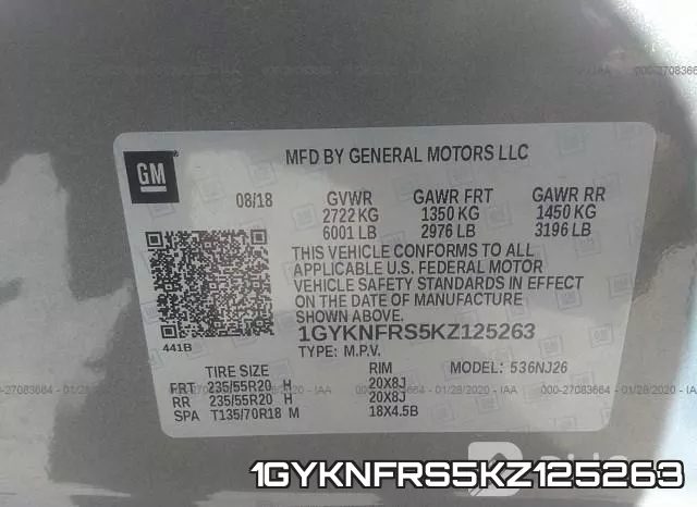 1GYKNFRS5KZ125263 фото 10