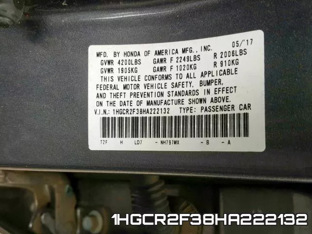 1HGCR2F38HA222132 фото 2