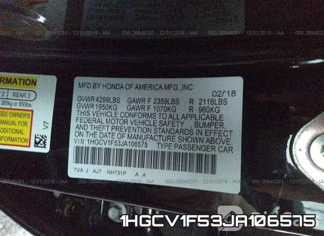 1HGCV1F53JA106575 фото 10