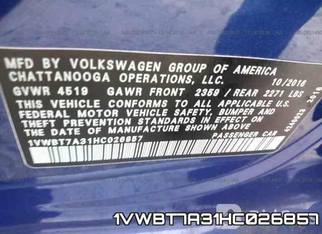 1VWBT7A31HC026857 фото 9