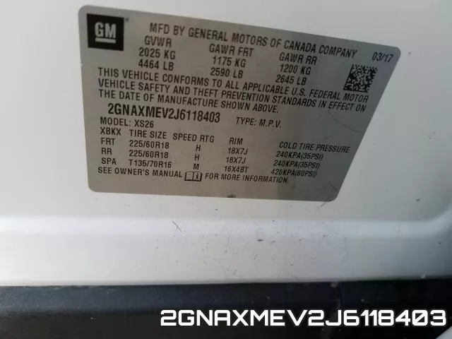 2GNAXMEV2J6118403 фото 2