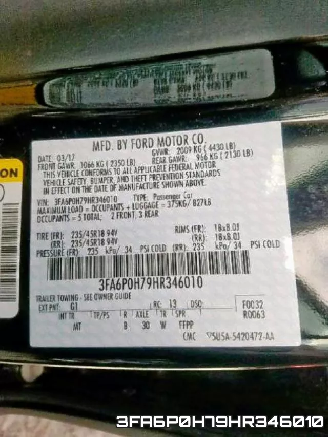 3FA6P0H79HR346010 фото 2