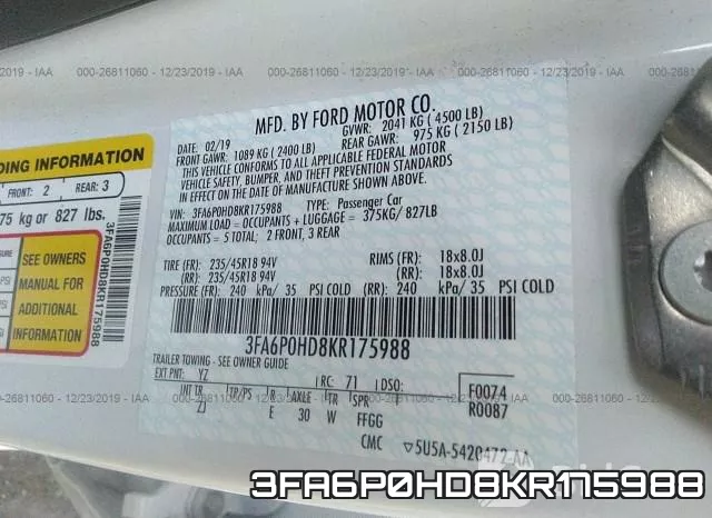 3FA6P0HD8KR175988 фото 9