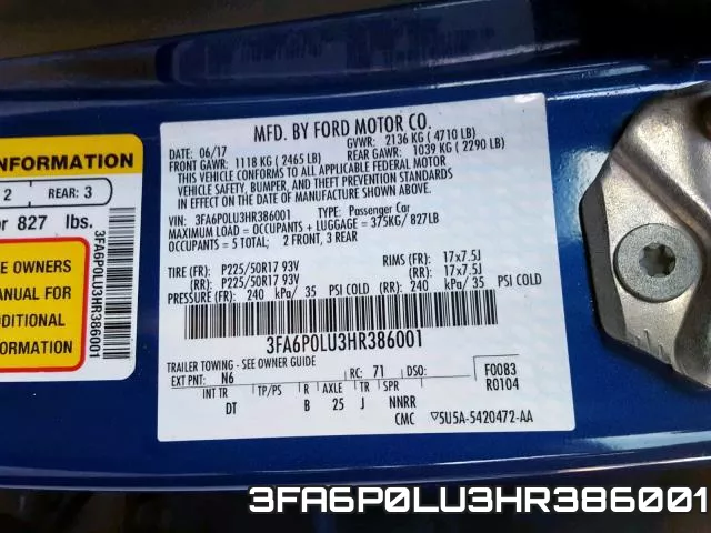 3FA6P0LU3HR386001 фото 2