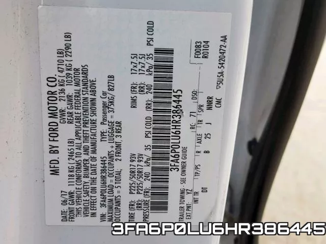 3FA6P0LU6HR386445 фото 2