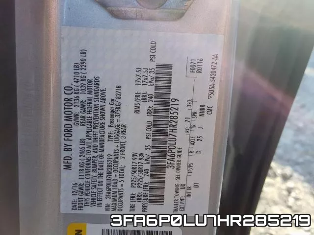 3FA6P0LU7HR285219 фото 2