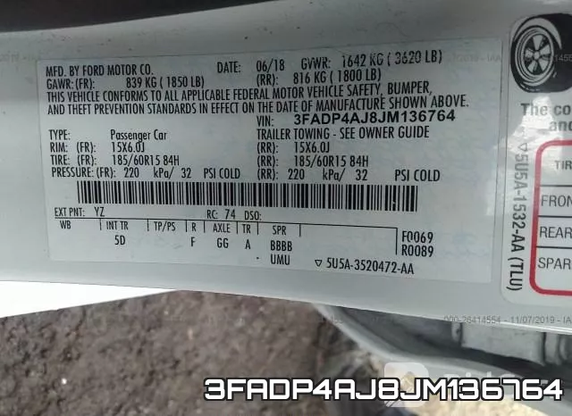 3FADP4AJ8JM136764 фото 8