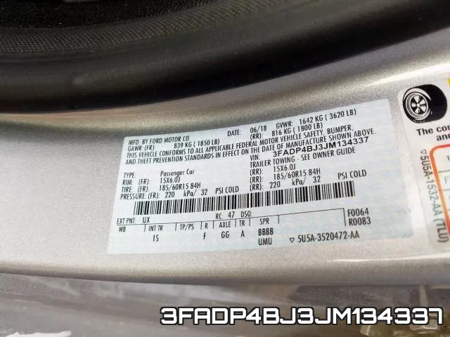 3FADP4BJ3JM134337 фото 2