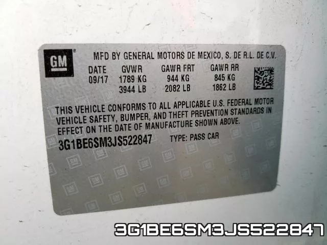 3G1BE6SM3JS522847 фото 2
