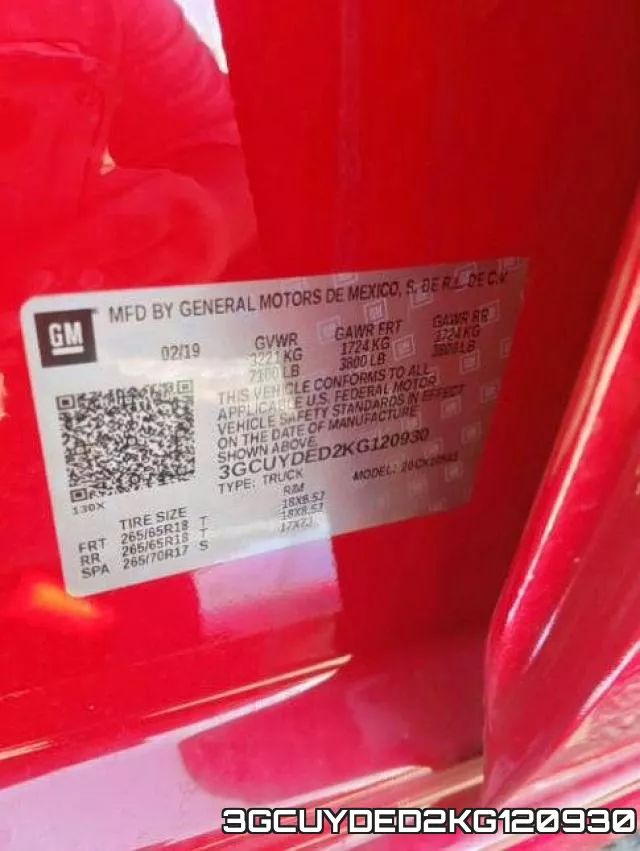 3GCUYDED2KG120930 фото 2