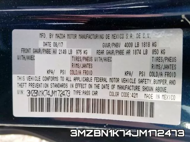 3MZBN1K74JM172473 фото 2