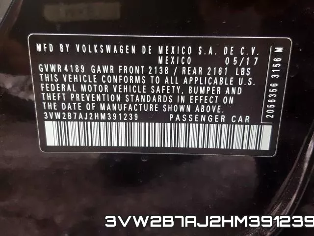 3VW2B7AJ2HM391239 фото 2