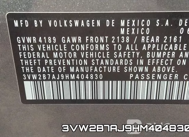 3VW2B7AJ9HM404830 фото 8