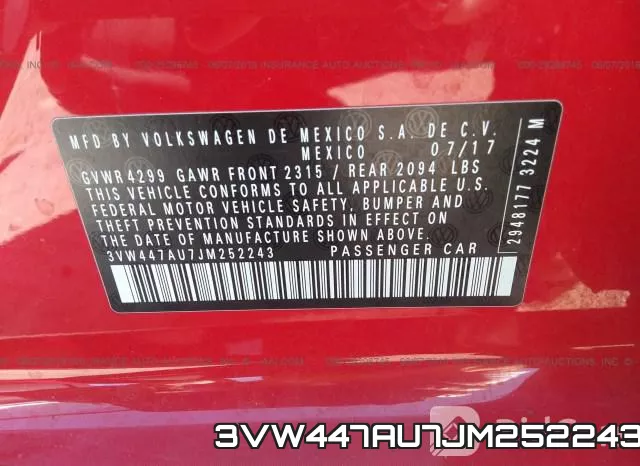3VW447AU7JM252243 фото 8