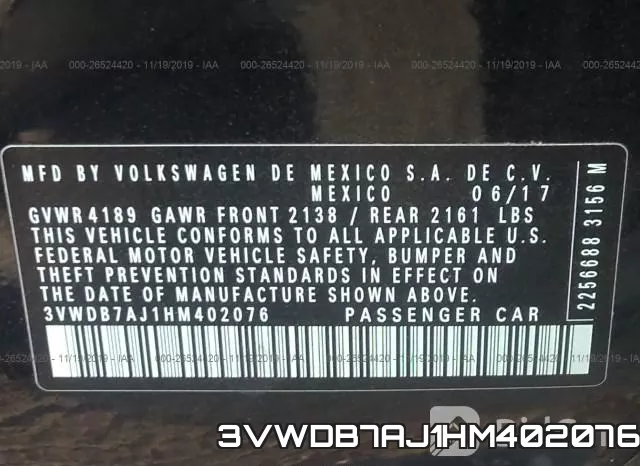 3VWDB7AJ1HM402076 фото 7