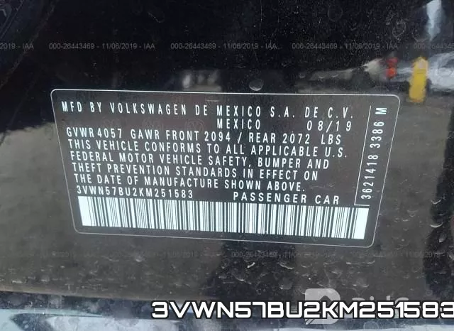 3VWN57BU2KM251583 фото 7