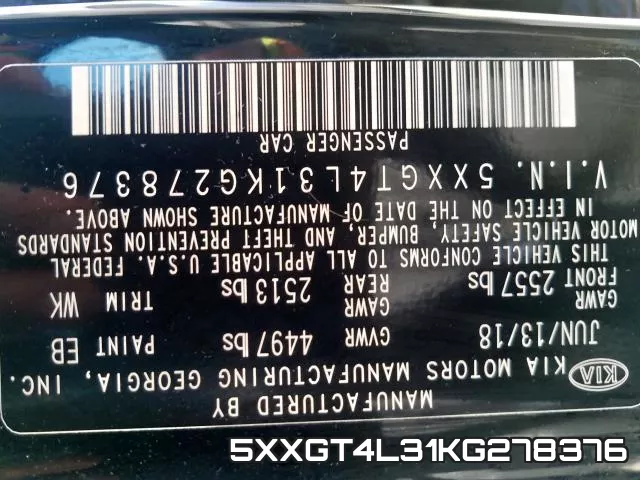5XXGT4L31KG278376 фото 2