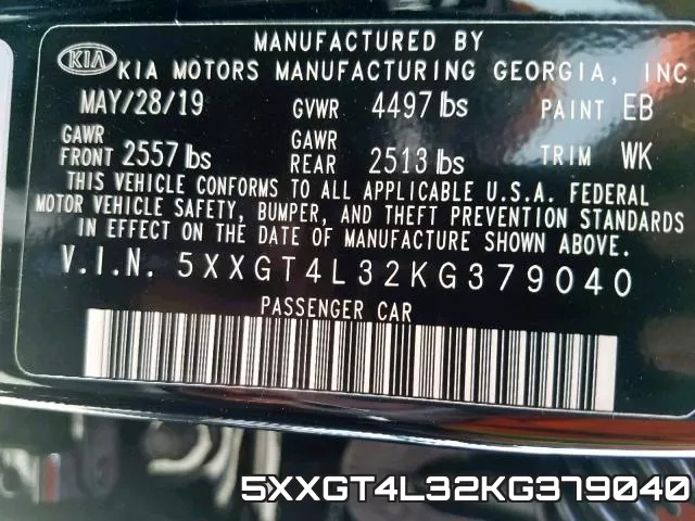 5XXGT4L32KG379040 фото 2