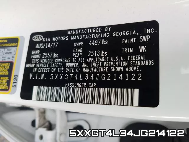 5XXGT4L34JG214122 фото 2
