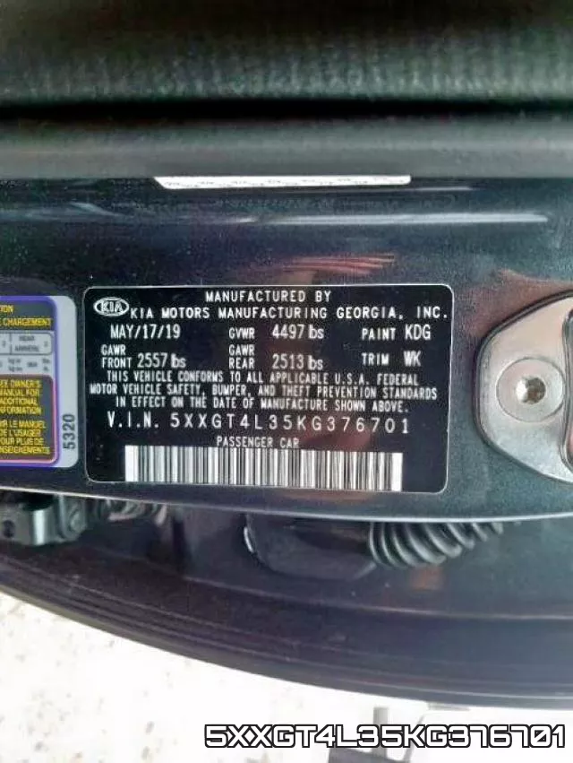 5XXGT4L35KG376701 фото 2