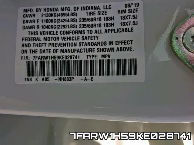 7FARW1H59KE028741 фото 2